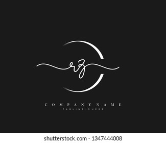 RZ initial handwriting logo template vector