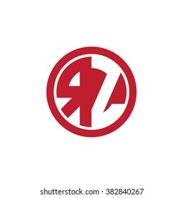 RZ initial letters circle business logo red