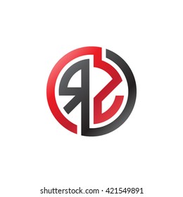 RZ initial letters looping linked circle logo red black