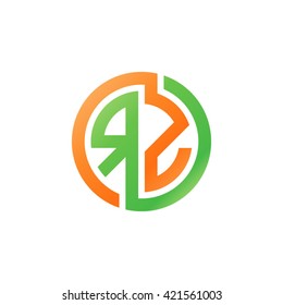 RZ initial letters looping linked circle logo orange green