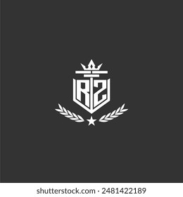 Diseño del logotipo de la marca del monograma inicial de RZ para la Imagen del Vector de la corona