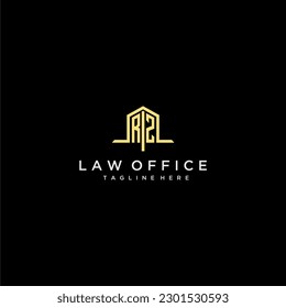 Logo inicial de RZ en monograma para oficina de leyes con imagen de diseño de oficina en el hogar