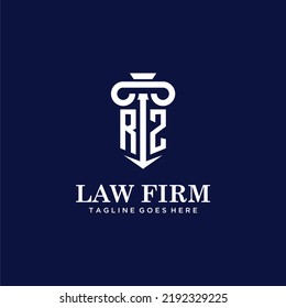 RZ initial monogram logo lawfirm with pillar design