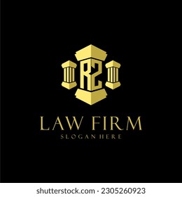 Logotipo inicial de monograma RZ para la firma de abogados con diseño de hitos