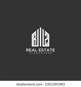 RZ initial monogram logo for real estate with home shapes creative design