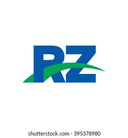 RZ initial overlapping swoosh letter logo blue green