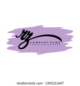RZ initial signature logo. handwriting logo template vector,