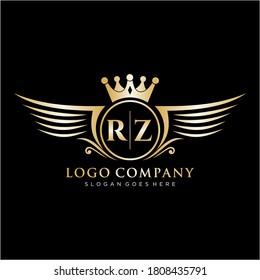 RZ Letter Initial with Royal Wing Logo Template.