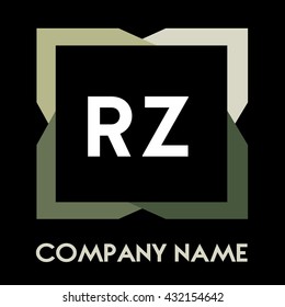 RZ letters business logo creative  icon design template elements in abstract background logo, design identity in square with four colors, modern alphabet letters
