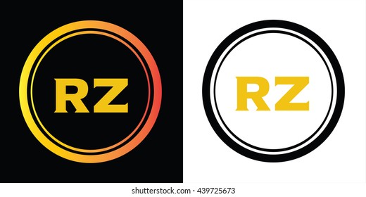 RZ letters icon design template elements in abstract background logo, design identity in circle, alphabet letter