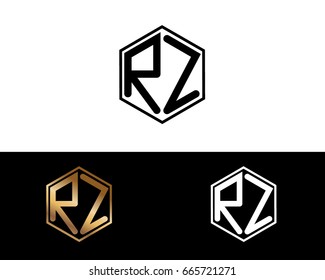 RZ letters linked with hexagon shape logo







