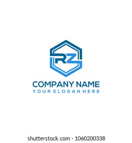 RZ logo letter initial, Abstract polygonal Background Logo,