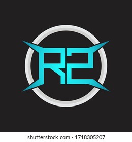Monograma del logotipo RZ con plantilla de diseño de forma circular y de cuatro ejes
