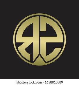 RZ Logo monogram circle with piece ribbon style on gold colors