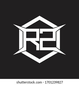 RZ Logo monogram with hexagon and four taper shape design template