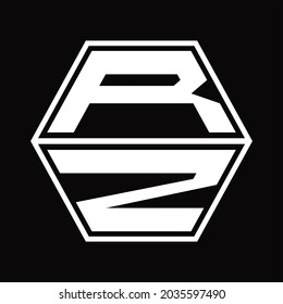 RZ Logo monogram with hexagon shape up and down blackground design template
