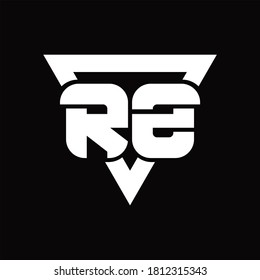 Monograma del logotipo RZ con forma triangular plantilla de diseño redondeado sobre fondo negro