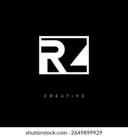 RZ Negative Space Monogram - Logotipo de marca de letra preto e branco minimalista para branding criativo, identidade de moda e conceitos de design modernos
