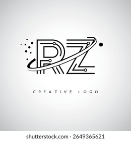 RZ Orbit Monogram Logo - Futuristic Minimal Letter mark with Circular Line Art, Tech-Inspired Dots and Space Motion Concept for Modern Branding Identity (Logotipo de Monograma de Órbita RZ - Marca de Letra Mínima Futurista com Linha de Arte Circular, Pontos Inspirados na Tecnologia e Conceito de Movimento Espacial para Identidade de Marca Moderna)