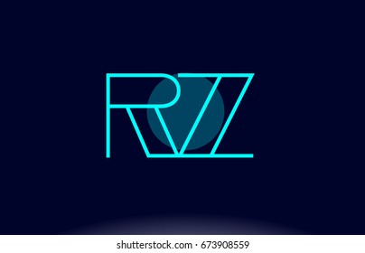 rz r z blue line circle letter logo alphabet creative company vector icon design template