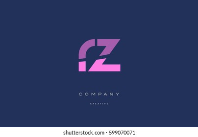 rz r z  pink blue pastel modern abstract alphabet company logo design vector icon template 