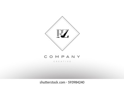 rz r z  retro vintage black white alphabet company letter logo line design vector icon template 
