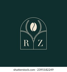 RZ Unique and simple logo design combination of letters and coffee bean