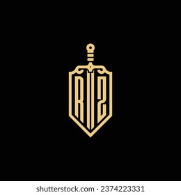 RZ vintage shield y logo inicial de espada en un diseño profesional de alta calidad que se imprimirá en cualquier medio impreso