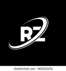 RZ white letter logo design. Initial letter RZ linked circle uppercase monogram logo white. RZ logo, R Z design. rz, r z