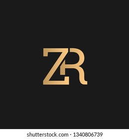 RZ or ZR logo vector. Initial letter logo, golden text on black background