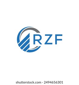 RZF Flat accounting logo design on white background. RZF creative initials Growth graph letter logo concept.RZF business finance logo design.	
