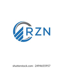 RZN Diseño de logotipo de contabilidad plana sobre fondo blanco. Concepto del logotipo de la letra del gráfico del crecimiento.Diseño del logotipo de las finanzas de negocio de RZN.	

