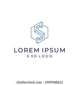 S 3D logo vector modern simple design concepts