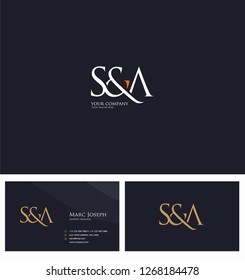 S & A, SA letters Joint logo icon and Business card vector template.

