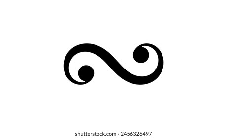 S above a Music Note, black isolated silhouette