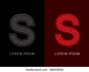 S, Abstract Font, Text, Typography, concept luxury hot and dark, red and black, pattern, graphic vector.