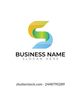 S abstract gradient vector colorful typography letter logo design
