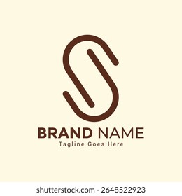 Letra abstrata logotipo S, letra S marrom, Modelo de design de logotipo de vetor plano, utilizável para logotipos de empresas e marcas.