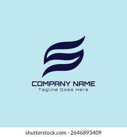 Letra abstrata logotipo S, letra S azul escura, estilo de onda, modelo de design de logotipo de vetor plano, utilizável para logotipos de negócios e de marca.