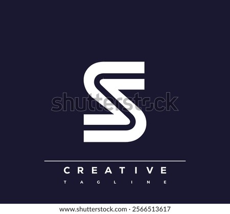 S abstract minimalist letters Logo Monogram. It is a minimalist logo, this logo is made by a abstract letter