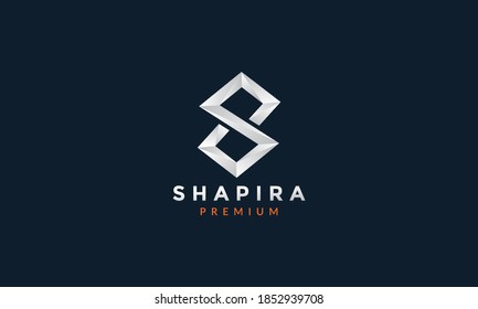 S abstract silver modern cool shape logo vector icon illustration design