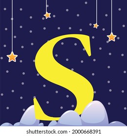 S - Alphabet with dark sky and stars 