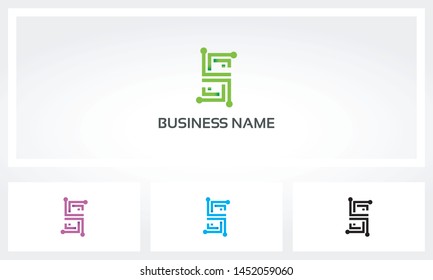 S Alphabet Letter Circuit Node Line