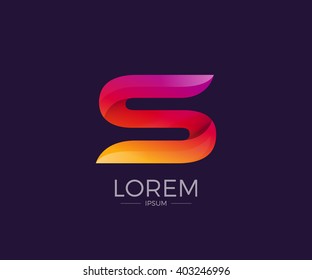 S Alphabet letter logo. Abstract Glossy Colorful logotype vector design template.