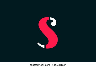 s alphabet letter logo design suitable for a company or business. Pink white colors on black background