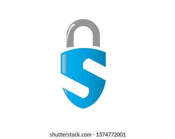 S alphabet lock symbol guard for logo design illustrator, security icon