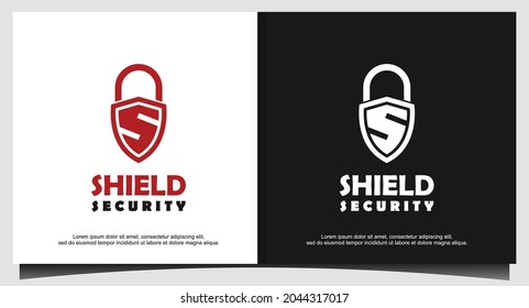 S alphabet padlock symbol guard shield for logo design illustrator, security icon