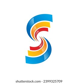S alphabet spiral curl vector logo.