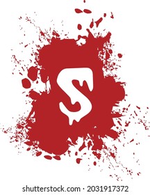 S - Alphabet with splash and spray effect and red background.