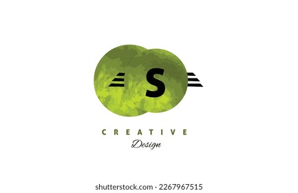 S alphabet vector logo design with green water color brush . Elegant vector logo design